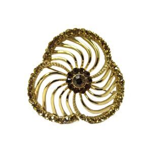 Vintage Designer Liz Claiborne Open Work Topaz Crystal Brooch